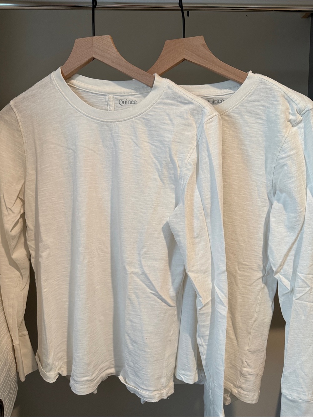 Quince Women’s Long-Sleeve Crewneck Shirt in White (Pair)